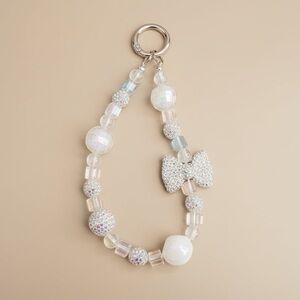 Crystal Bead With Bow Keychain Wristlet